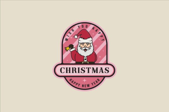 Christmas Santa Claus Emblem Logo Line