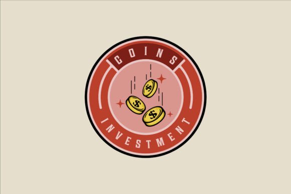 Coins Fall Emblem Logo Vector Color