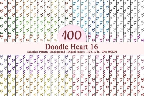 Doodle Heart 16 Seamless Pattern: A Versatile Digital Resource for Creative Businesses