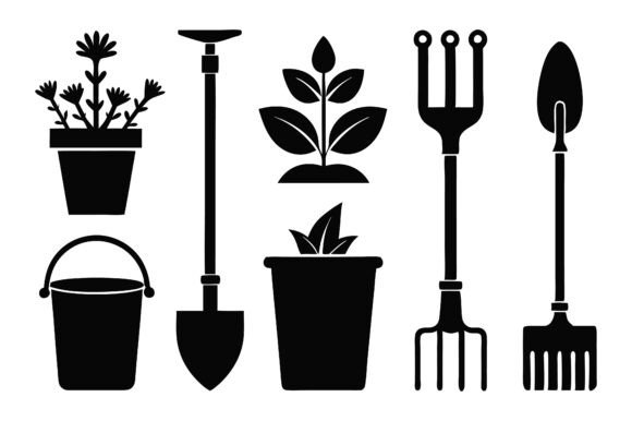 Gardening Silhouette Vector Icon Set