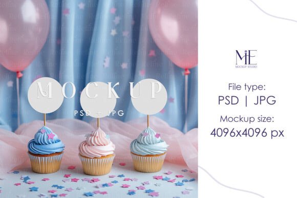 Gender Reveal Baby Cupcake Topper Mockup