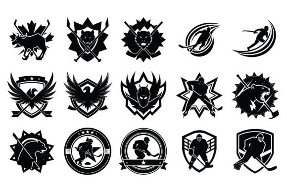 Hockey Club Logo Silhouette Vector