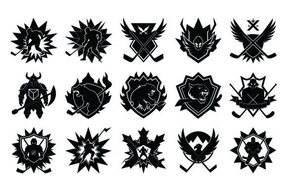 Hockey Club Logo Silhouette Vector -Vol
