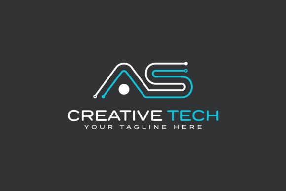 Letter AS Tech Futuristic Logo Design