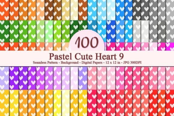 Pastel Cute Heart 9 Seamless Pattern: A Versatile Digital Design for Every Project