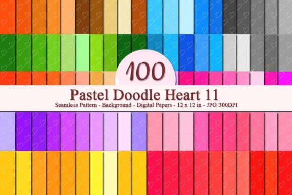Pastel Doodle Heart 11 Seamless Pattern
