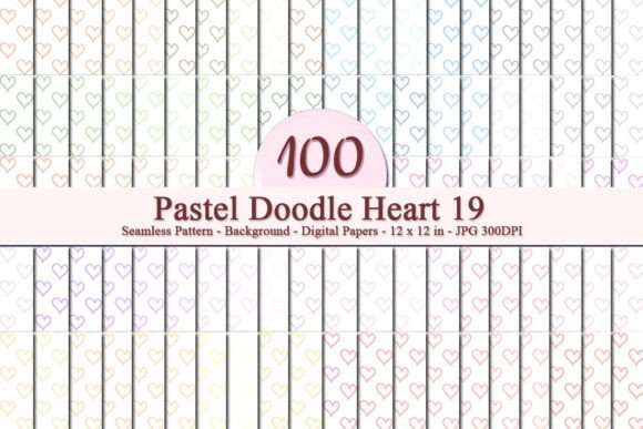 Pastel Doodle Heart 19 Seamless Pattern