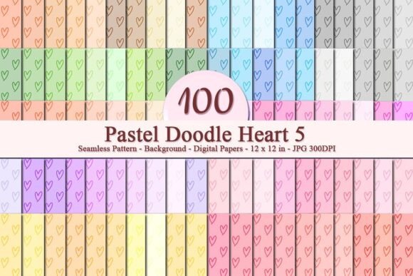 Pastel Doodle Heart 5 Seamless Pattern: A Versatile Digital Design for Modern Creativity