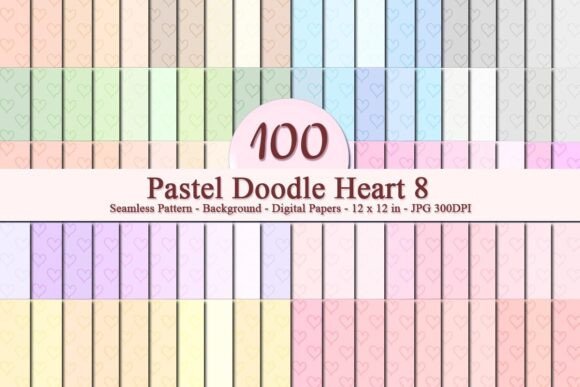 Pastel Doodle Heart 8 Seamless Pattern: A Versatile Digital Design for Creative Businesses