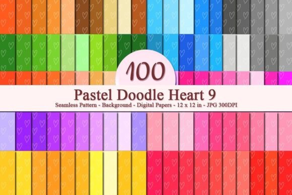 Pastel Doodle Heart 9 Seamless Pattern: A Versatile Digital Design for Modern Creativity