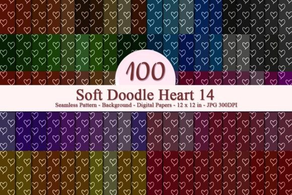 Soft Doodle Heart 14 Seamless Pattern