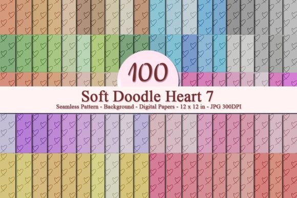 Soft Doodle Heart 7 Seamless Pattern
