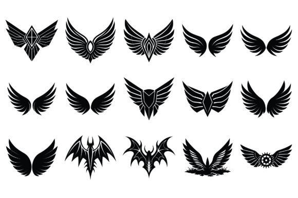 Wings Silhouette Vector - Vol 2