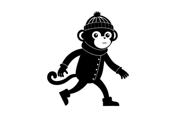 Winter Clothes Monkey Walking Icon