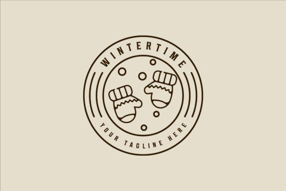 Winter Gloves Logo Vector Line Art